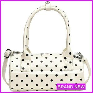Polka Dot Crossbody Bag Glossy Round Boston Satchel Mini Bucket Hobo